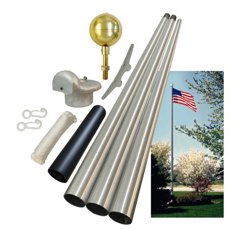 Commercial Grade Tapered Sectional Flagpole 25' Black